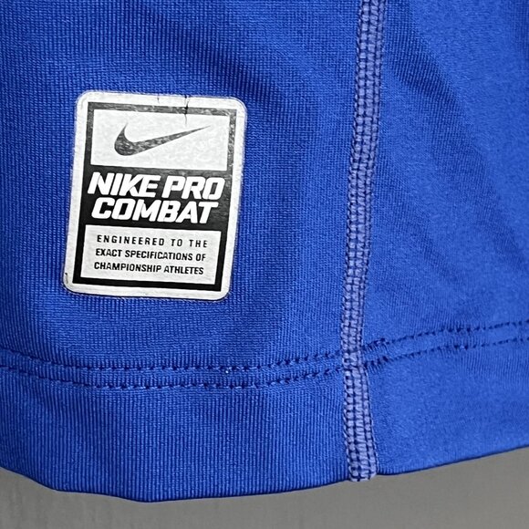 Nike Pro Combat Dri-Fit Shirt Men's Medium Blue Compression Mock Turtleneck L/S - Picture 9 of 13